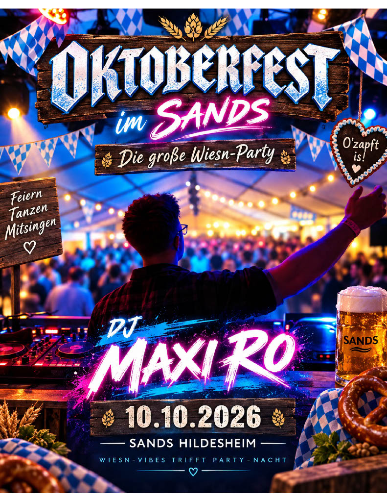 Oktoberparty im SANDS mit DJ Maxi Ro